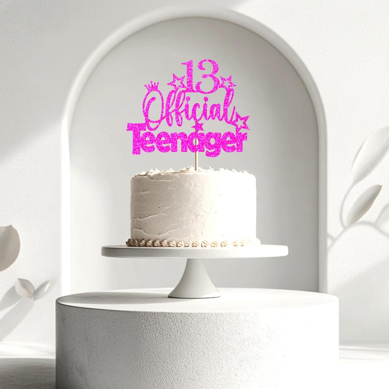 Topper Torta 13 Anni 'Official Teenager' In Carta Glitter Oro E Nero - Decorazione Festeggiamento - Foto 8
