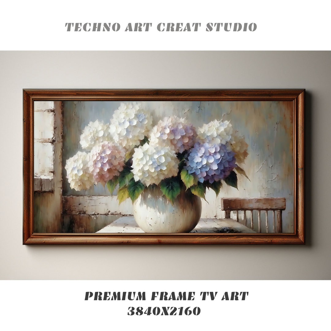 Frame Tv Art White Hydrangeas Still Life Spring Samsung Frame Tv Art