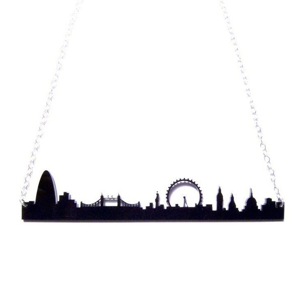 london england skyline acrylic necklace