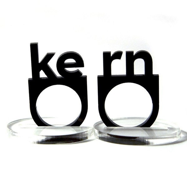 typographic kern acrylic ring set