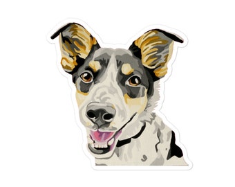 Happy Dog Artwork Sticker for Notebook, Cup, Car & More | Bubble-free stickers