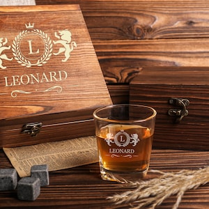 Personalized Whiskey Glass Set with Wooden Box,Groomsman Gift Proposal,Groomsmen Gift, Best Man Gift,Whiskey Stone Set,Gifts for Men for Dad
