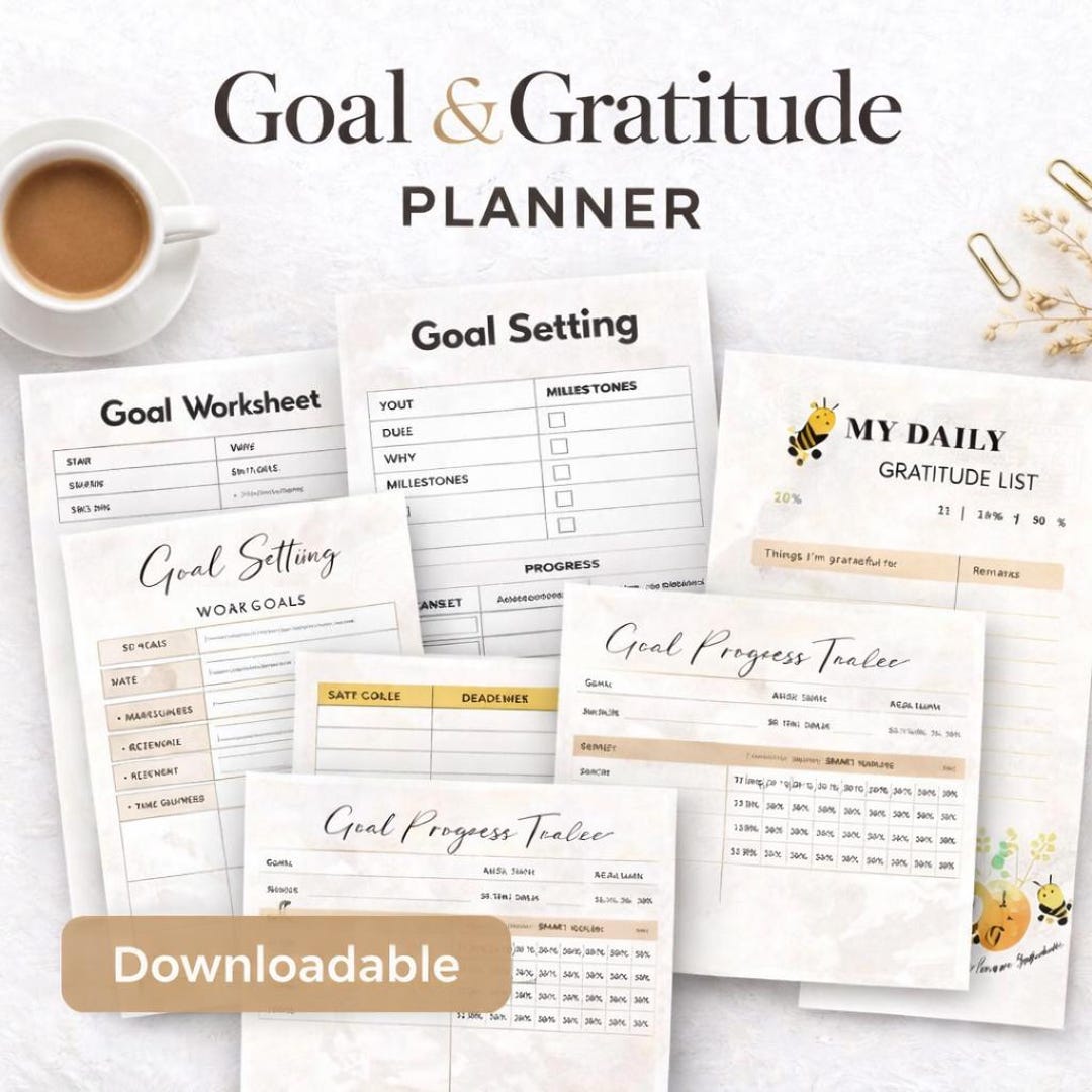 Digital Download, Goal & Gratitude Planner Printable, A4 Self Care ...