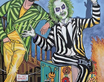 Beetlejuice and Drop Dead Fred painting