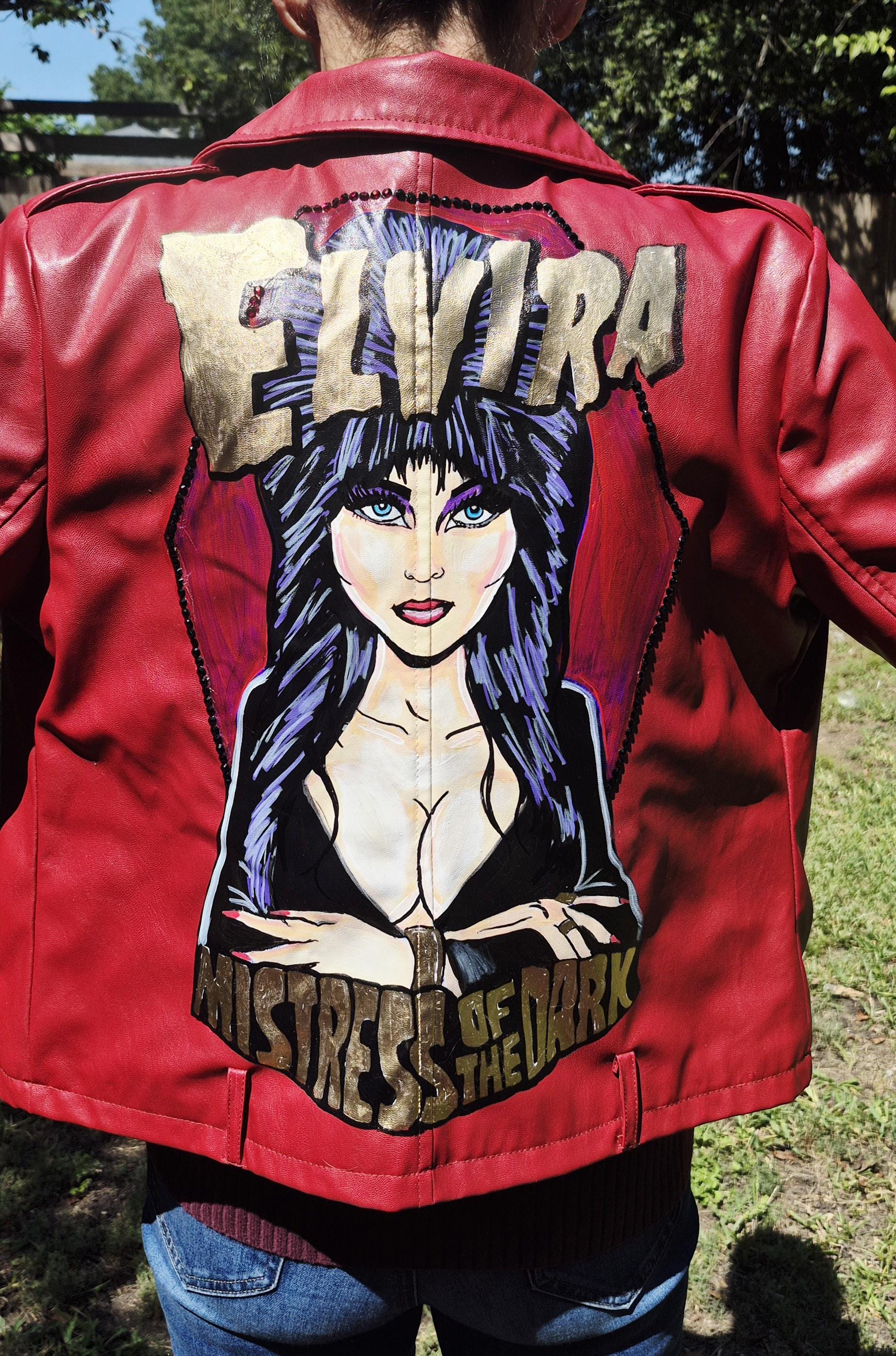 Handpainted Elvira Faux Leather Jacket! - Etsy