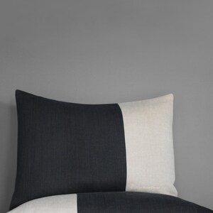 Two Tone Colorblock Pillow Shams, Color Block Bedding, Black Linen, Modern Linen Bedding by JillianReneDecor Bedroom Custom Set of 2 image 3