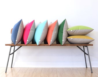 CUSTOM Two Tone Linen Pillow Cover (18x18) by JillianReneDecor, Modern Home Decor, Minimal, Two-Tone Color Block Pillow - Pantone