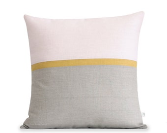 Ochre Linen Horizon Line Pillow Cover Blush Horizon Line Pillow Cover with