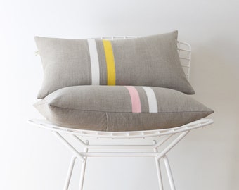 Pastel Pink or Yellow Striped Pillow Cover - (12x20) or (16x16) by JillianReneDecor - Spring Home Decor, Pantone Rose Quartz or Buttercup