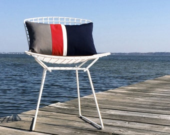 Nautical OUTDOOR Colorblock Pillow Cover (Custom Colors) - Modern Decor by JillianReneDecor - Gray, Red, White & Navy - Summer Decor