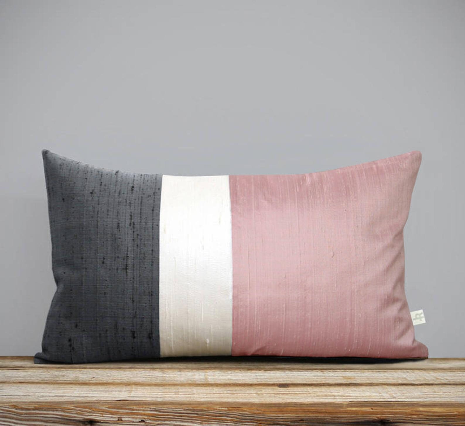 Housse d'oreiller en Soie Rose Pastel | 12x20 Color Block - Modern Home Decor Par Jillianrenedecor,