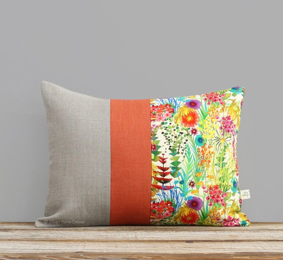 Bright Floral Decorative Pillow - Liberty Print - Watercolor Flowers - Spring Celebrations - Home Decor by JillianReneDecor - Flower Pillow