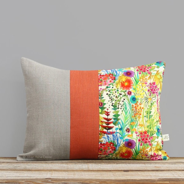 Bright Floral Decorative Pillow - Liberty Print - Watercolor Flowers - Spring Celebrations - Home Decor by JillianReneDecor - Flower Pillow