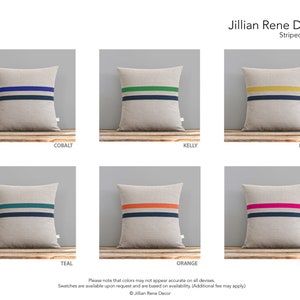 Emerald Green and Navy Striped Pillow 16x16 Modern Home Decor by JillianReneDecor Colorful Colorblock Stripes Kelly Green image 2