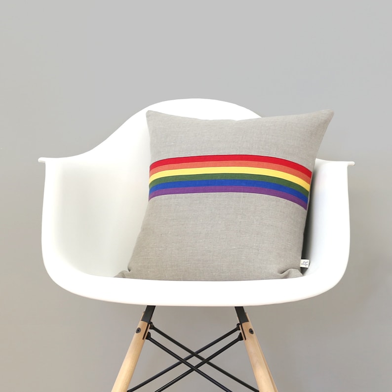 Rainbow Pillow Cover 16x16 Rainbow Multicolor Stripes by Etsy