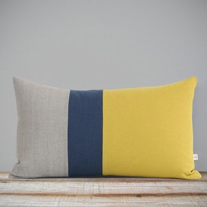 Colorblock Pillow Cover in Mustard mustard yellow and cream throw pillows