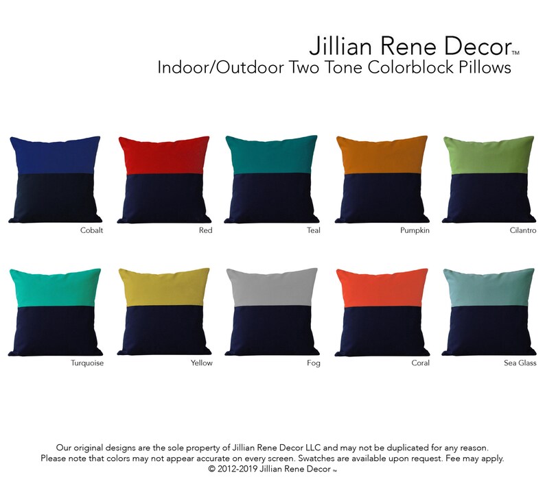 OUTDOOR Colorblock Pillow Cover Custom Colors Modern Decor by JillianReneDecor Gray, Turquoise, White & Navy Summer Decor image 3