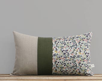 LIMITED EDITION: Wiltshire Leaf & Berry Liberty Print Pillow Cover by JillianReneDecor - Fall Lumbar Pillow, Olive Green, Sienna, Navy