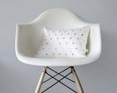 Studded Pillow Cover in Cream Linen | Polka Dot Pattern | by JillianReneDecor | Geometric Pillow | Home Decor | Gold Brass Studs | Holiday