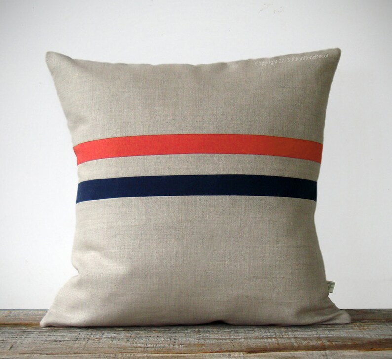 CUSTOM Striped Linen Pillow 16x16 Colorful Home Decor by Etsy