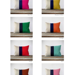 Colorblock Stripe Pillow Set Teal & Navy Striped Pillow and Color Block Pillow Set by JillianReneDecor Set of 3 image 3