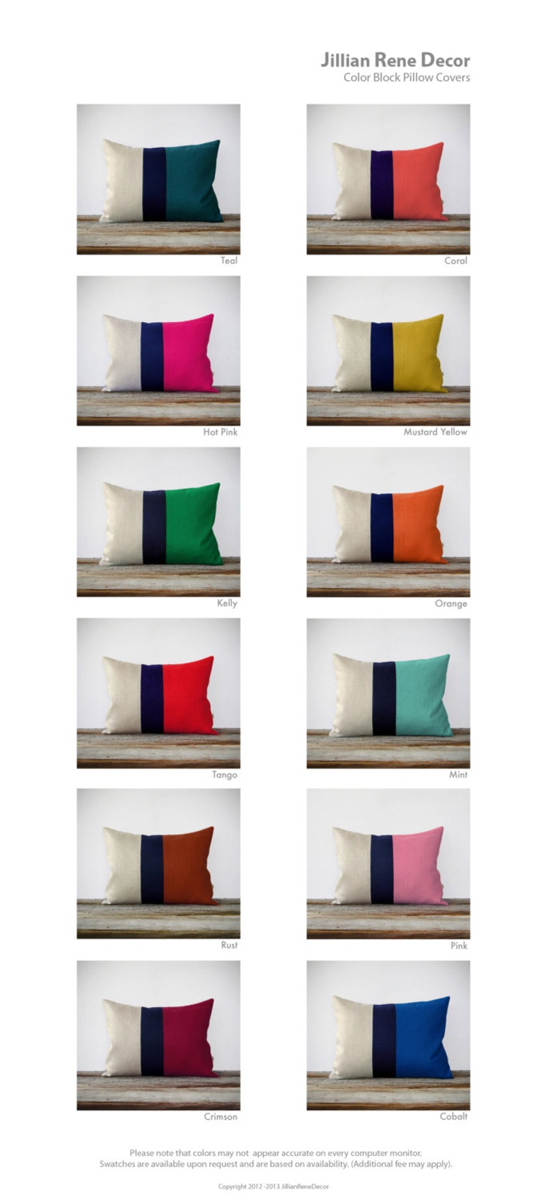 Colorblock Stripe Pillow Set Teal & Navy Striped Pillow and Color Block Pillow Set by JillianReneDecor Set of 3 image 3