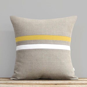 Signature Striped Pillow 16x16 Mustard Yellow and Cream Stripes by JillianReneDecor image 1