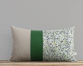 LIMITED EDITION: Liberty Print Pillow Cover, Green Fall Leaves, Autumn Floral Pillow by JillianReneDecor, Decorative Home Decor, Meadow