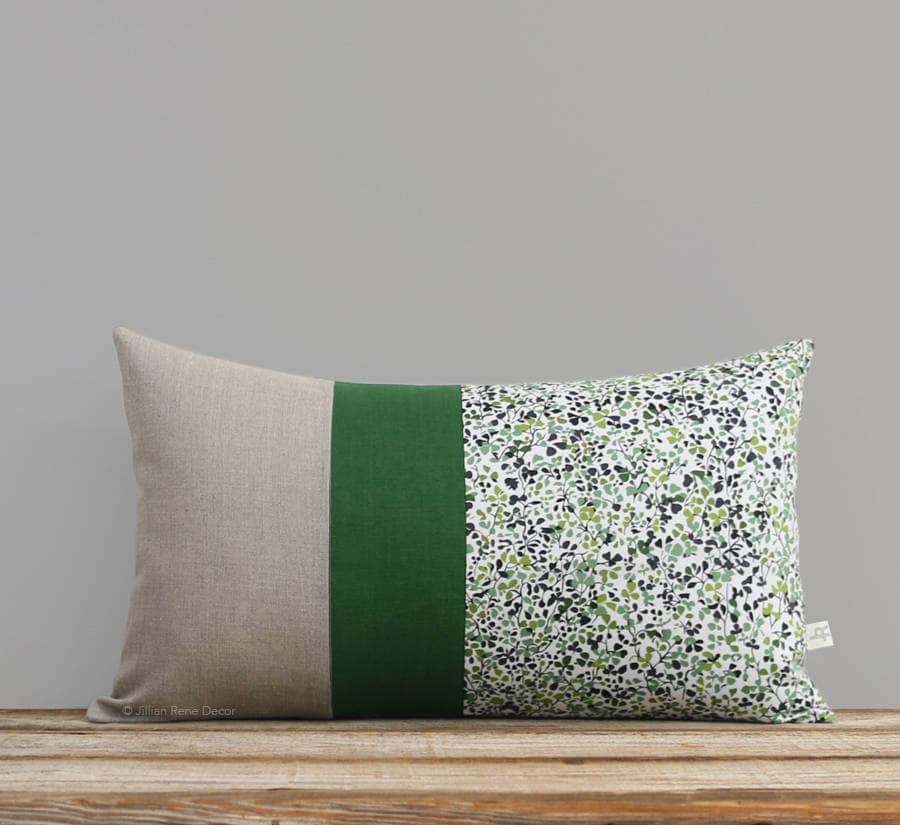 Edition Limitée Liberty Print Pillow Cover, Green Fall Leaves, Autumn Floral Par Jillianrenedecor, D