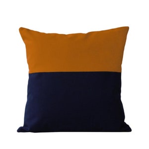 OUTDOOR Colorblock Pillow Cover Cobalt and Navy by JillianReneDecor Modern Home Decor Two Tone Summer Patio Decor Dazzling Blue Pumpkin