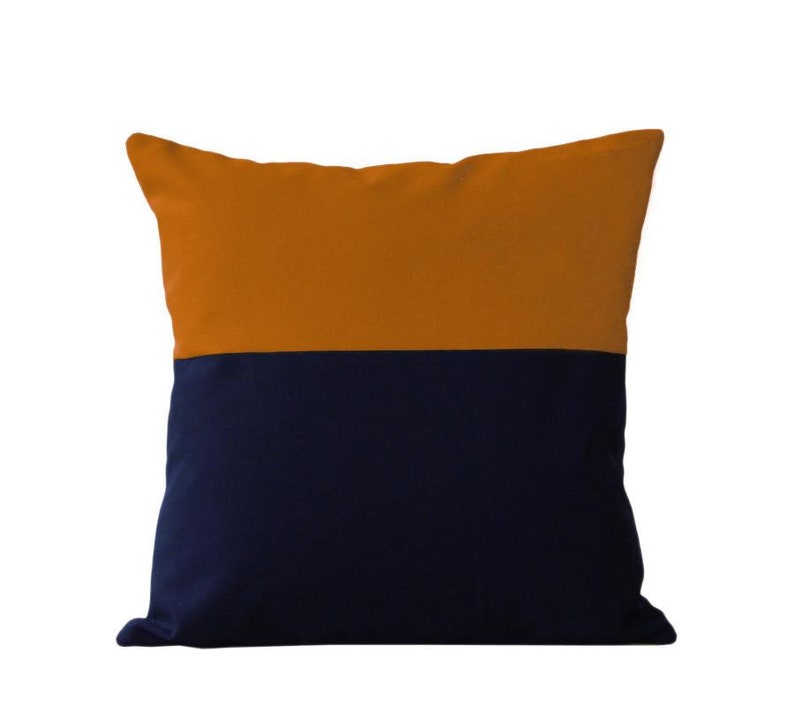 OUTDOOR Colorblock Pillow Cover Cobalt and Navy by JillianReneDecor Modern Home Decor Two Tone Summer Patio Decor Dazzling Blue Pumpkin