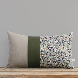 LIMITED EDITION: Liberty Print Pillow Cover Wiltshire Leaf & Berry 12x16 by JillianReneDecor, Fall Lumbar Pillow, Olive Green, Sienna, Navy image 2