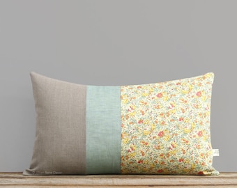 Pastel Floral Print Decorative Pillow Cover - Spring Home Decor by JillianReneDecor | Liberty Print | Shabby Chic | Nursery | Pastel Yellow