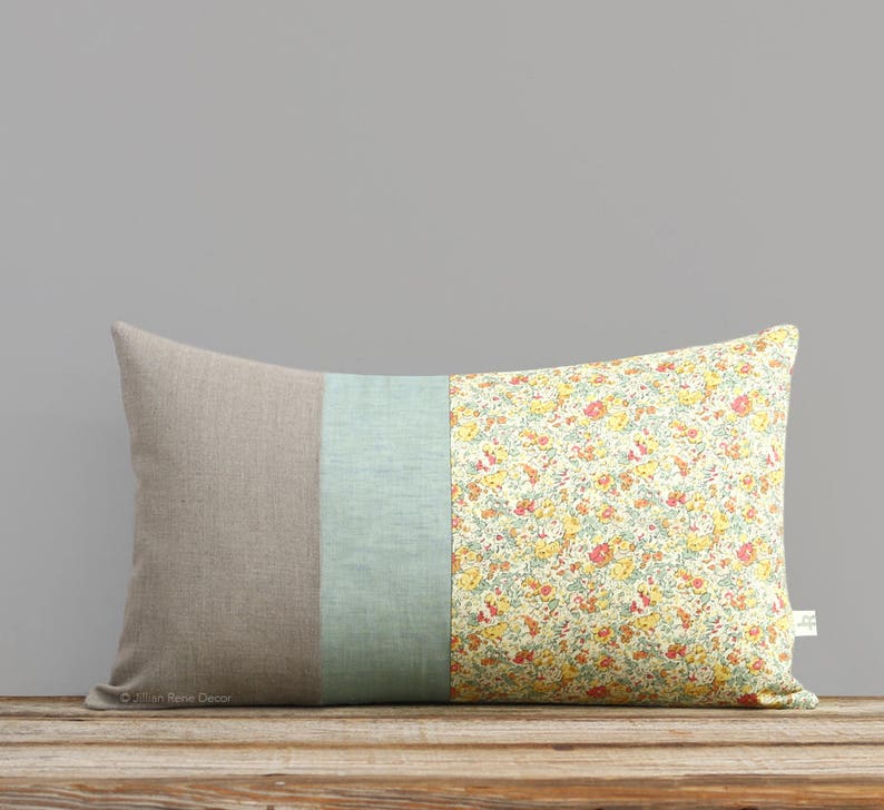 Pastel Floral Print Decorative Pillow Cover Spring Home Decor by JillianReneDecor Liberty Print Shabby Chic Nursery Pastel Yellow image 1