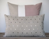Colorblock and Studded Pillow Set - (20x20) Blush Pink Colorblock and (12x20) Silver Stud by JillianReneDecor - Modern Home Decor
