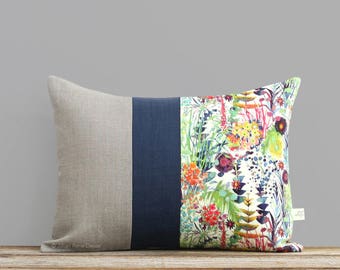 LIMITED EDITION: Abstract Floral Liberty Print Pillow Cover by JillianReneDecor, Watercolor Flowers, Decorative Home Decor, Tresco Tana Lawn