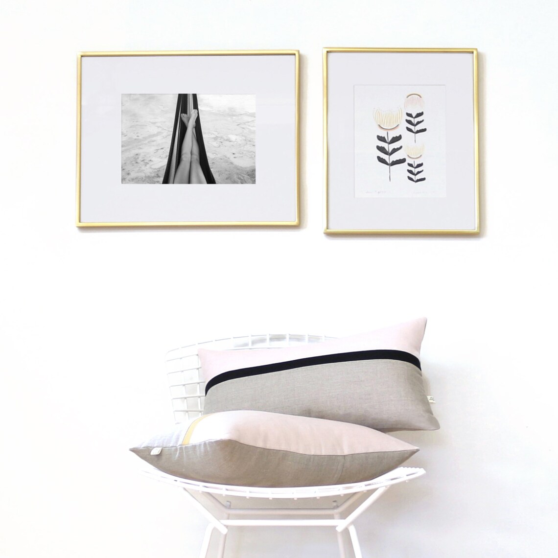 Pale Pink and Black Decorative Pillow Cover Set of 3 12x20 Etsy