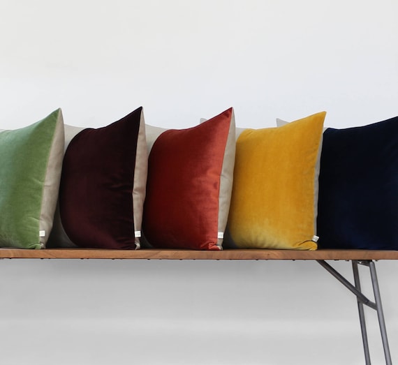 CUSTOM Velvet Colorblock Pillow Cover Colorblock Velvet Pillow Deep Teal