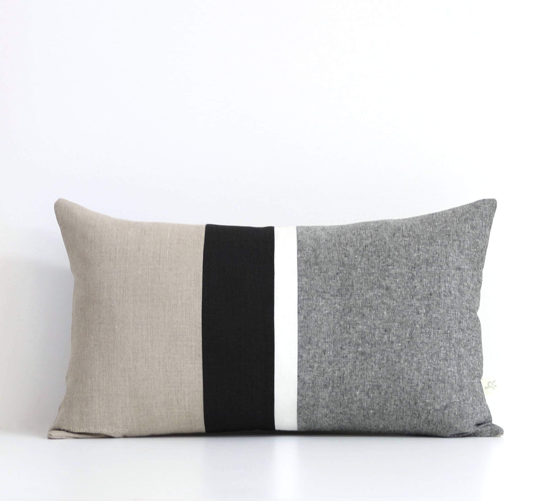 Black and White Chambray Striped Lumbar Pillow Cover 12x20 Etsy