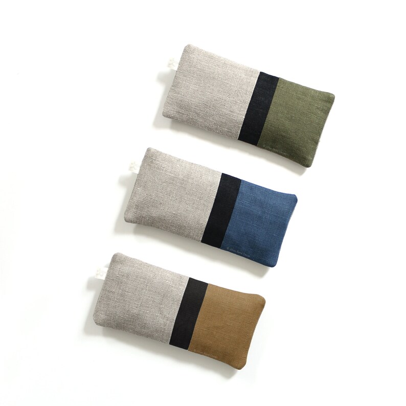 Colorblock Eye Pillow with Organic Lavender and Black Obsidian Crystals, Removable Pouch, Wellness, Self Care image 2