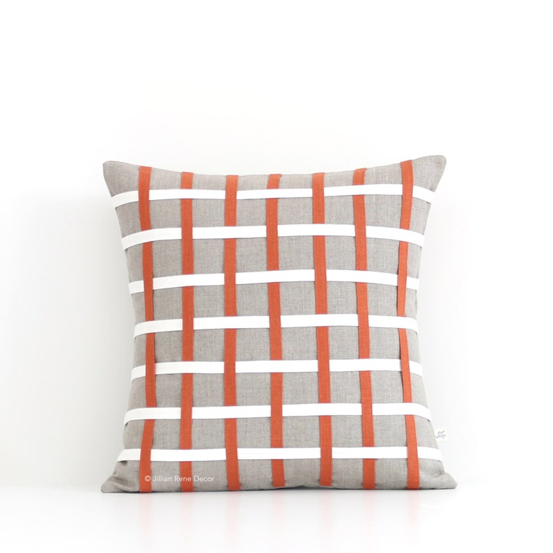 Burnt Orange Woven Lines Pillow Cover 16x16 Burnt Orange Etsy