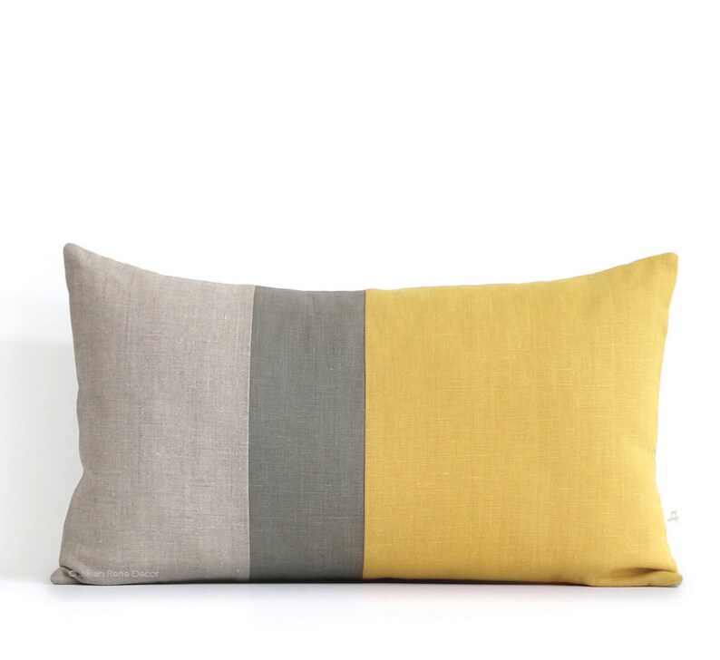 Squash Yellow Lumbar Pillow 12x20 Fall Color Block Pillow Etsy