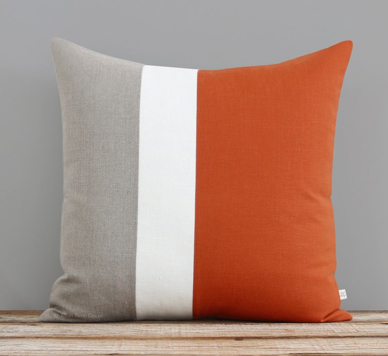 Colorblock Pillows AS SEEN in Atomic Ranch Magazine 12x16 by Jillian Rene Decor Burnt Orange, Squash Yellow, Biscay Bay Teal image 3