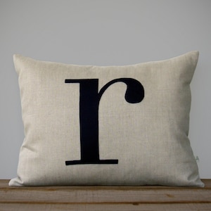 Custom Monogram Pillow 14x18 Personalized Home Decor by JillianReneDecor Typography Pillow Lower Case Letter Initial Gift 18x18 image 1