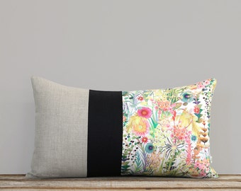 LIMITED EDITION: Abstract Floral Liberty Print Pillow Cover by JillianReneDecor, Watercolor Flowers, Spring Decor 12x20 Lumbar Floral Pillow