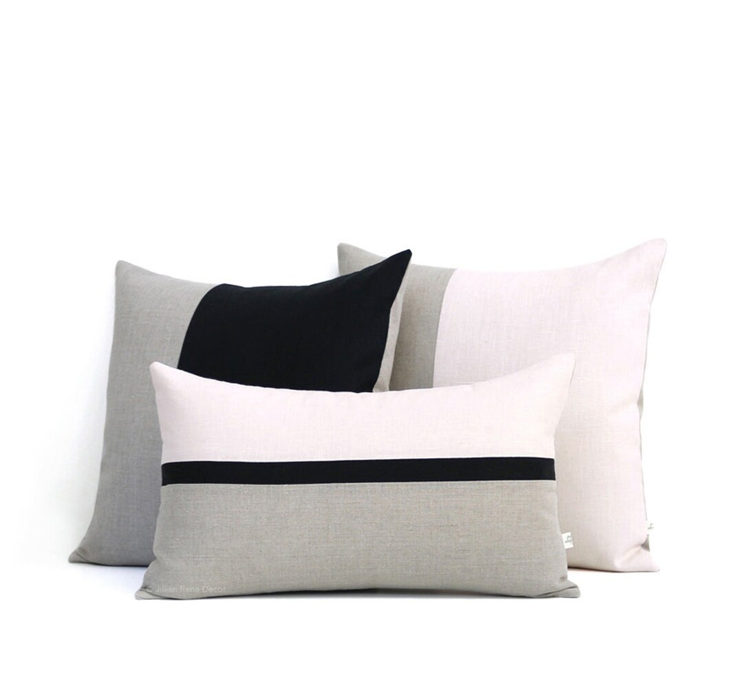 Pale Pink and Black Decorative Pillow Cover Set of 3 12x20 Etsy