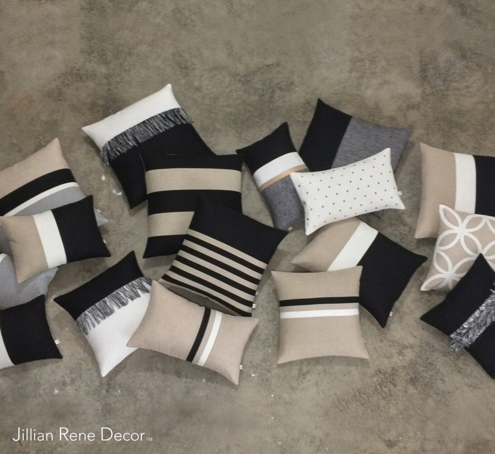 Luxury Pillow Cover Set Elegant Neutrals Black Cream Etsy