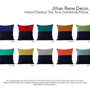 OUTDOOR Colorblock Pillow Cover Red and Navy by JillianReneDecor Modern Home Decor Two Tone Summer Patio Decor Nautical image 2
