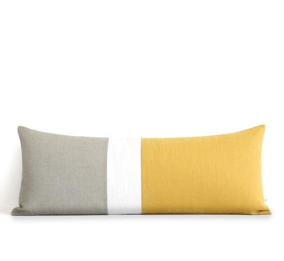 Squash Colorblock Pillow Cover Bedding Linen Chambray Large Bolster Pillowcase