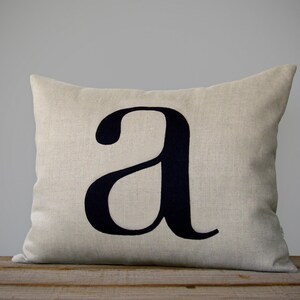 Personalized Initial Pillow 14x18 Modern Home Decor by JillianReneDecor Typography Pillow Lower Case Letter Navy Monogramed Gift image 1